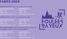 Foulées de Bayeux - tarifs 2024